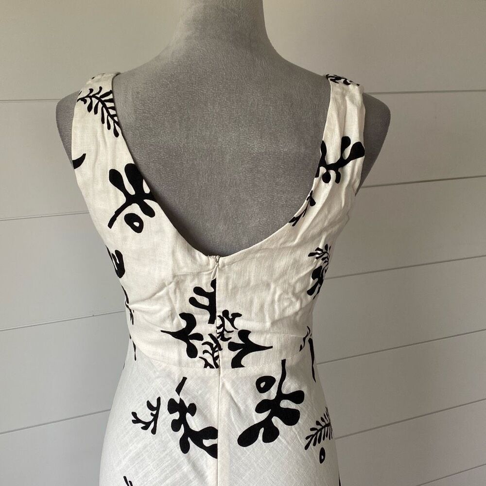 PAPER HEART Linen Blend Black Leaf Print White Maxi Dress Size M 
NWT/002 - Picture 10 of 15